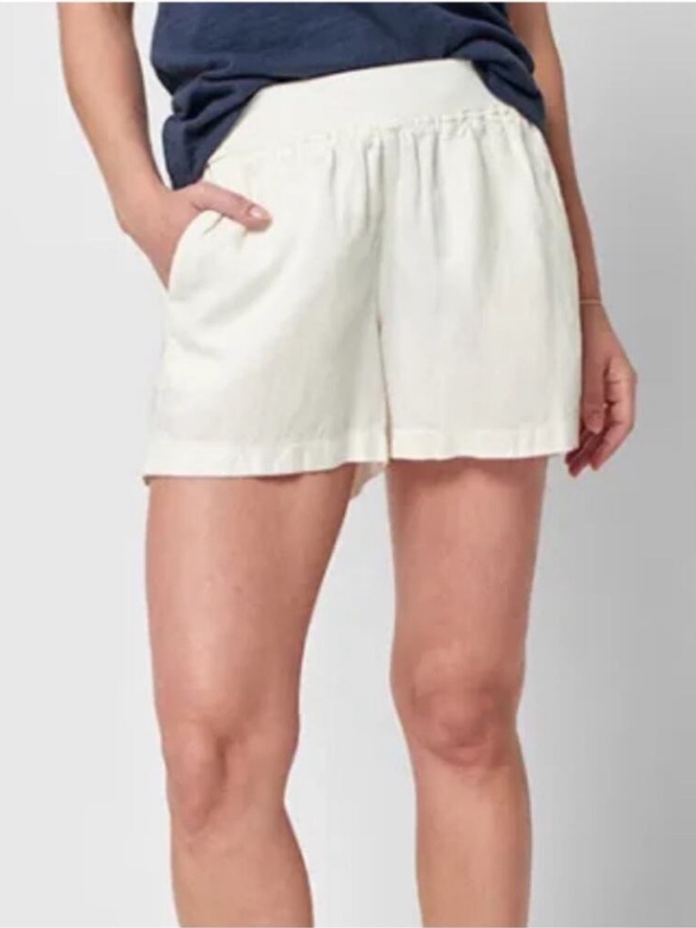 Faherty Arlie Linen Tencel Pull On Shorts White Coastal Resort Size Medium